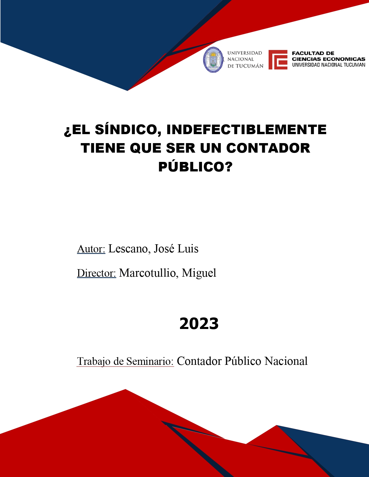 Portada de {{title}}: EL SINDICO INDEFECTIBLEMENTE TIENE QUE SER CONTADOR PUBLICO.pdf