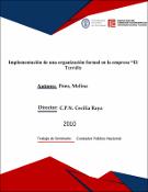 Portada de {{title}}: Implementación de una organización formal en la empresa El Tornillo.pdf