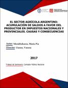 Portada de {{title}}: EL SECTOR AGRÍCOLA ARGENTINO ACUMULACIÓN DE SALDOS A FAVOR DEL PRODUCTOR EN IMPUESTOS NACIONALES Y PROVINCIALES. CAUSAS Y CONSECUENCIAS.pdf
