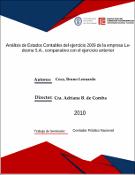 Portada de {{title}}: Análisis de Estados Contables del ejercicio 2009 de la empresa Ledesma S.A. comparativo con el ejercicio anterior.pdf